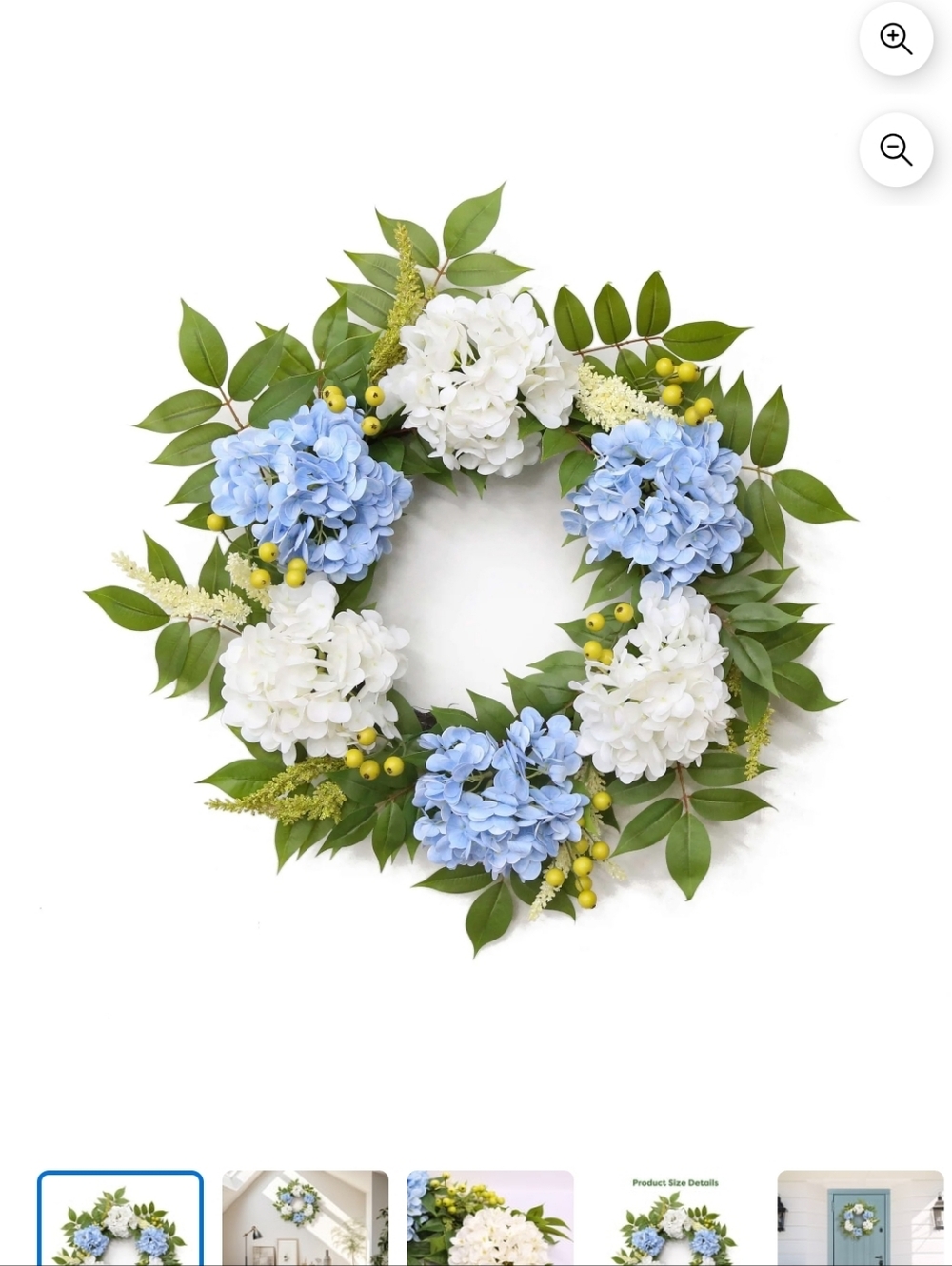 Blue & White Hydrangea Holiday Wreath - Brand Unspecified